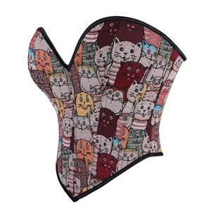 Cute Cat Color Pattern Women's Sexy Tube Top Corset N23641