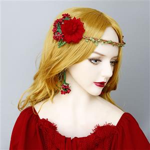 Vintage Headwear, Gothic Style Red Rose Headwear, Victorian Princess Hair Ornament, Vintage Hair Ornament, Casual Hair Accessory, Victorian Headand, Fashion Hair Accessory, #J20103