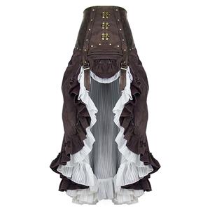 Victorian Steampunk Ruffle Multi-layered Asymmetrical Hemline High Waist Cinching Skirt N19282