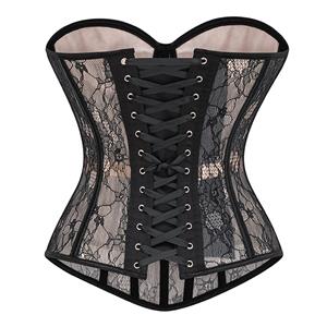 Victorian Steampunk Corset Top with Lace-Up Back & Boning N23906