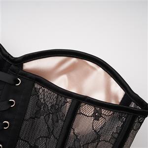 Victorian Steampunk Corset Top with Lace-Up Back & Boning N23906