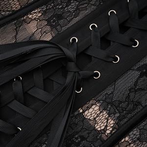 Victorian Steampunk Corset Top with Lace-Up Back & Boning N23906