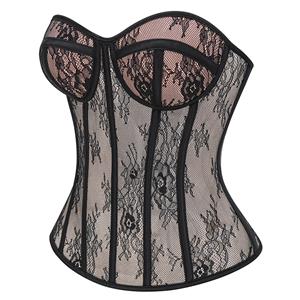Victorian Steampunk Corset Top with Lace-Up Back & Boning N23907