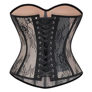 Victorian Steampunk Corset Top with Lace-Up Back & Boning N23907