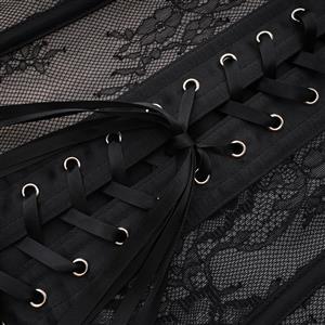 Victorian Steampunk Corset Top with Lace-Up Back & Boning N23907