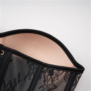 Victorian Steampunk Corset Top with Lace-Up Back & Boning N23907