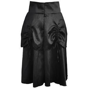 Victorian Steampunk Gothic Vintage Black Satin Skirt N11948