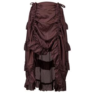 Victorian Steampunk Gothic Short Front Ruffle Skirt N12982