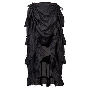 Victorian Steampunk Gothic Short Front Ruffle Skirt N12983