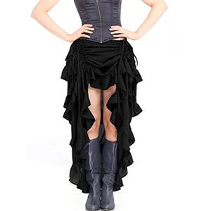 Victorian Steampunk Gothic Short Front Ruffle Skirt N12983