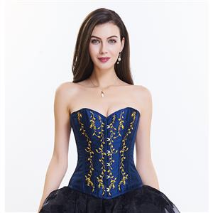 Women's Victorian Sweetheart Neck 14 Steel Boned Embroidery Overbust Corset N14695