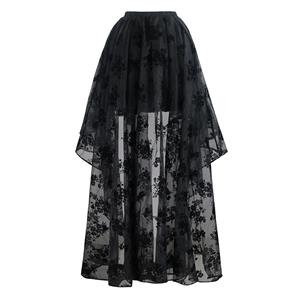 Women's Victorian 14 Steel Boned Embroidery Overbust Corset High-low Organza Skirt Set N14700
