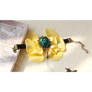 Victorian Style Flower Wristband Rose Bracelet with Ring J18117