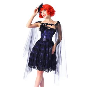 Victorian Sweetheart Neck Strapless Lace Overlay High Waist Corset Dresses Cloak Sets N20268