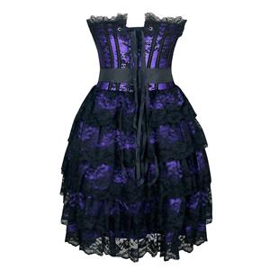 Victorian Elegant Sweetheart Neck Strapless Lace Overlay High Waist A-line Corset Dresses N20256