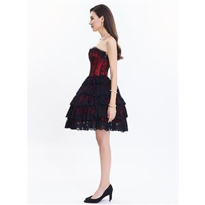 Victorian Elegant Sweetheart Neck Strapless Lace Overlay A-line Corset Dresses N14687