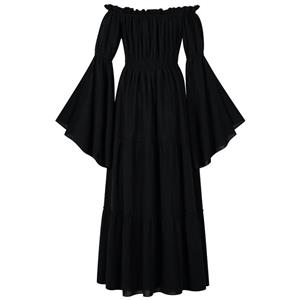 Women's ?Victorian Gothic Off-Shoulder Dress with Bell Sleeves - Halloween Costume & Formal Attire N23732