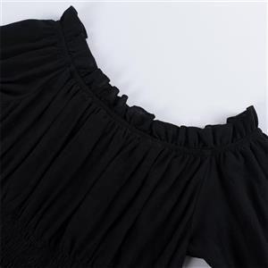 Women's ?Victorian Gothic Off-Shoulder Dress with Bell Sleeves - Halloween Costume & Formal Attire N23732