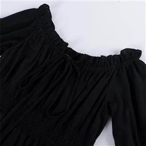 Women's ?Victorian Gothic Off-Shoulder Dress with Bell Sleeves - Halloween Costume & Formal Attire N23732