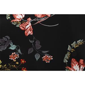 Vintage Camellia Print Round Neck High Waist Half Sleeves Midi Swing Dress N18597