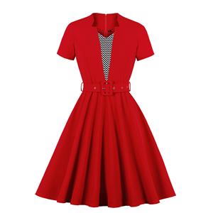 Retro Rockabilly Picnic Swing Dress, Vintage Belted Dress, Fashion Casual Office Lady Dress, Sexy Midi Dress, Retro Party Dresses for Women 1960, Vintage Dresses 1950's, Plus Size Dress, Sexy OL Dress, Vintage Party Dresses for Women, Vintage Dresses for Women, #N19937