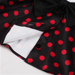 Vintage 2 - Piece Polka Dot & Black Dress Set (Peter Pan Collar Cape + Sleeveless A - line Dress) N23931