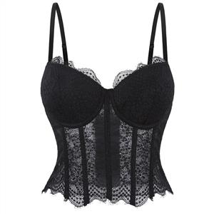 Vintage Black Lace Corset Top  N23942