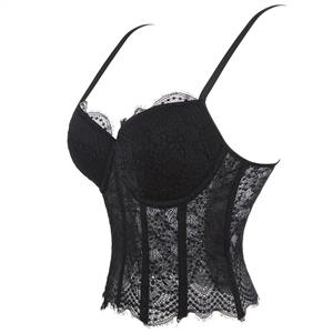 Vintage Black Lace Corset Top  N23942