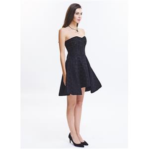 Charming Black Gothic Sweetheart-neck Strapless Lace Cocktail Dresses N15513