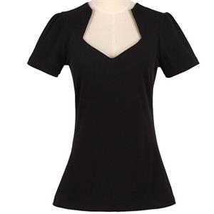 Vintage 1950's T-shirt, Women's Black Top, Womens T-shirt, Pin-up Shirt for women, Cheap Shirt, #N11854
