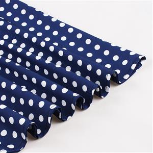Vintage Blue Polka Dot Halter Swing Dress 1950s Style N23936