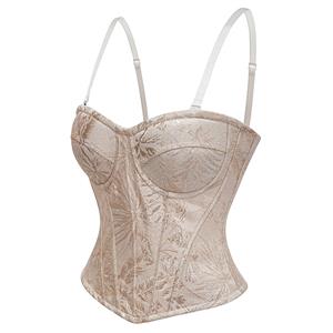 Vintage Brocade Corset Top - Victorian Satin Bustier with Adjustable Straps N23909