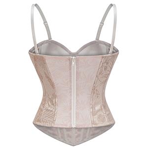Vintage Brocade Corset Top - Victorian Satin Bustier with Adjustable Straps N23909