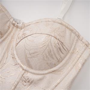 Vintage Brocade Corset Top - Victorian Satin Bustier with Adjustable Straps N23909