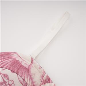 Vintage Floral Print Corset Top – Victorian Style Satin Bustier with Adjustable Straps N23910