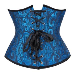 Victorian Gothic Brocade Boned Underwear Waist Cincher Body Shaper Underbust Corset N21650