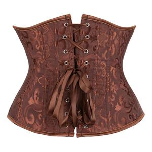 Victorian Gothic Brocade Boned Underwear Waist Cincher Body Shaper Underbust Corset N21651