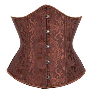 Victorian Gothic Brocade Boned Underwear Waist Cincher Body Shaper Underbust Corset N21651