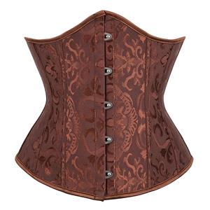 Vintage Gothic Jacquard Underbust Corset, Gothic Jacquard Bustier Corset, Sexy Gothic Brocade Boned Corset, Women's Waist Training Cincher Bustier Corset, Plus Size Bustier Underbust Corset, Plus Size Waist Cincher, #N21651