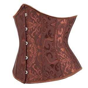 Victorian Gothic Brocade Boned Underwear Waist Cincher Body Shaper Underbust Corset N21651