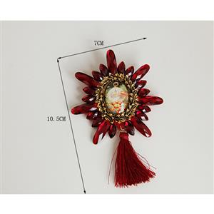 Vintage Christmas Badge with Beads and Tassel Brooch J18616