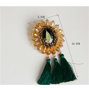 Vintage Christmas Tree Badge with Beads and Tassel Brooch J18613