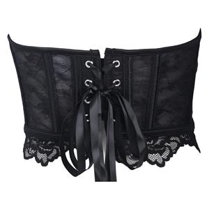 Black Lace Corset Bustier with Back Lace-up & Boning N23927