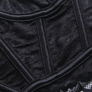 Black Lace Corset Bustier with Back Lace-up & Boning N23927
