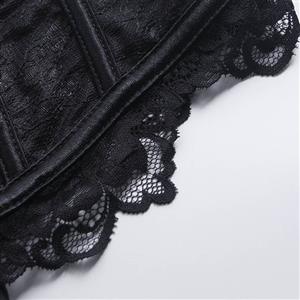 Black Lace Corset Bustier with Back Lace-up & Boning N23927