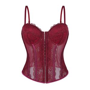 Lace corset, Adjustable bustier, Sheer mesh lingerie, Vintage corset top, Front zipper corset, Burlesque performance, Romantic intimate wear, Pin-up style, Gothic lingerie, Elegant shapewear #N23794