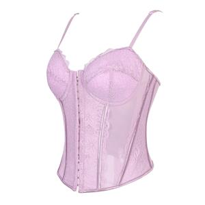 Purple Romantic Corset?? - Delicate Lace & Mesh Sheer Bustier N23795