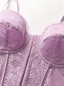 Purple Romantic Corset?? - Delicate Lace & Mesh Sheer Bustier N23795