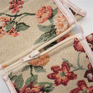 Vintage Embroidered Floral Corset Belt, Front Lace-Up Waist Cincher with Back Zipper N23870