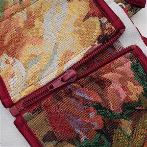 Vintage Embroidered Floral Corset Belt, Front Lace-Up Waist Cincher with Back Zipper  N23871